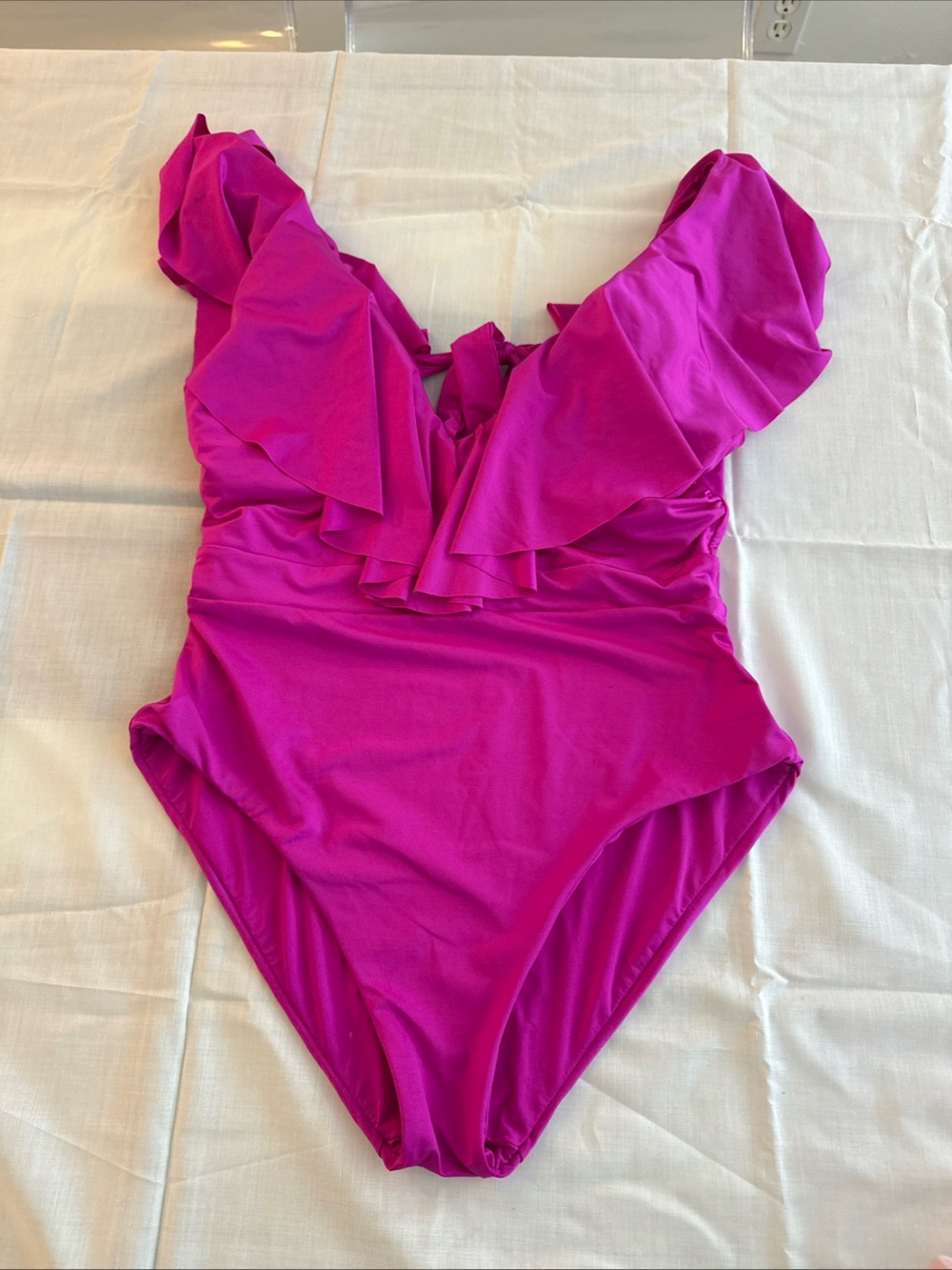 Trina Turk Fuchsia Ruffle One-Piece Swimsuit